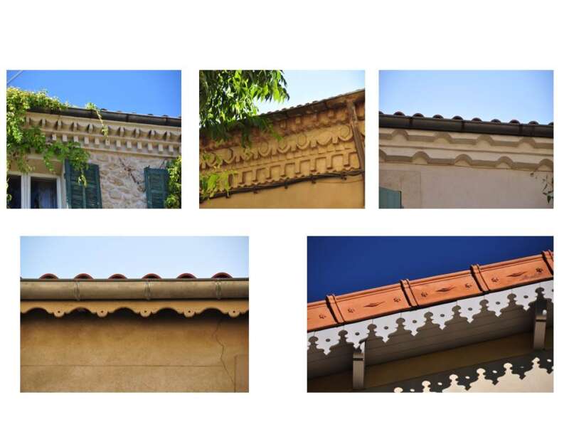 Corniches et génoises des maisons.