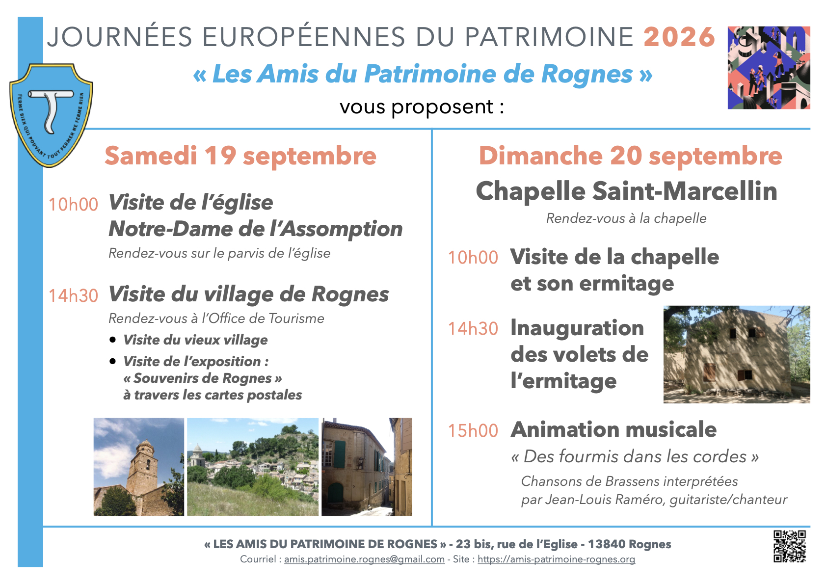 JOURNEES DU PATRIMOINE – 2026