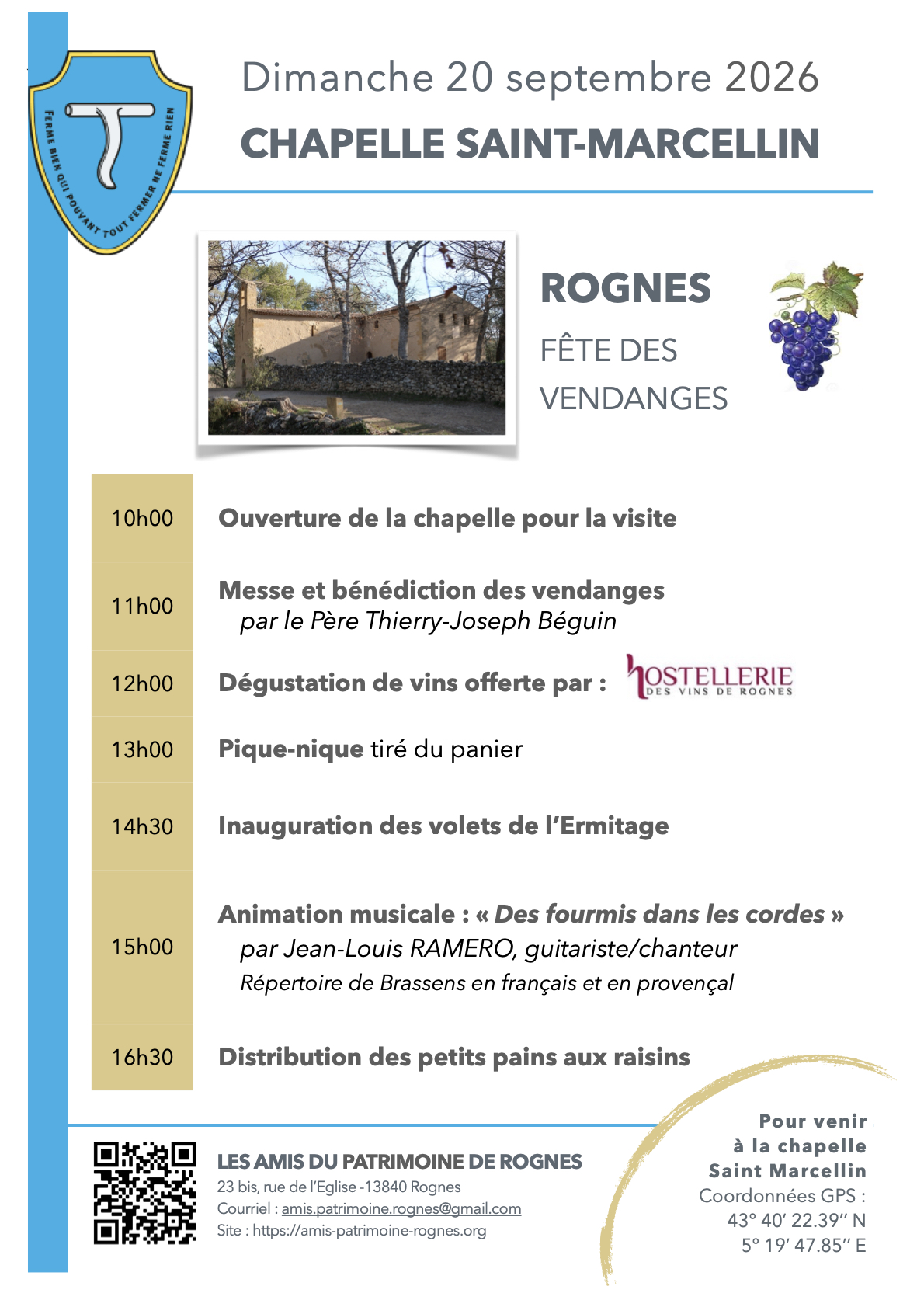 FETE DES VENDANGES 2026- CHAPELLE SAINT MARCELLIN